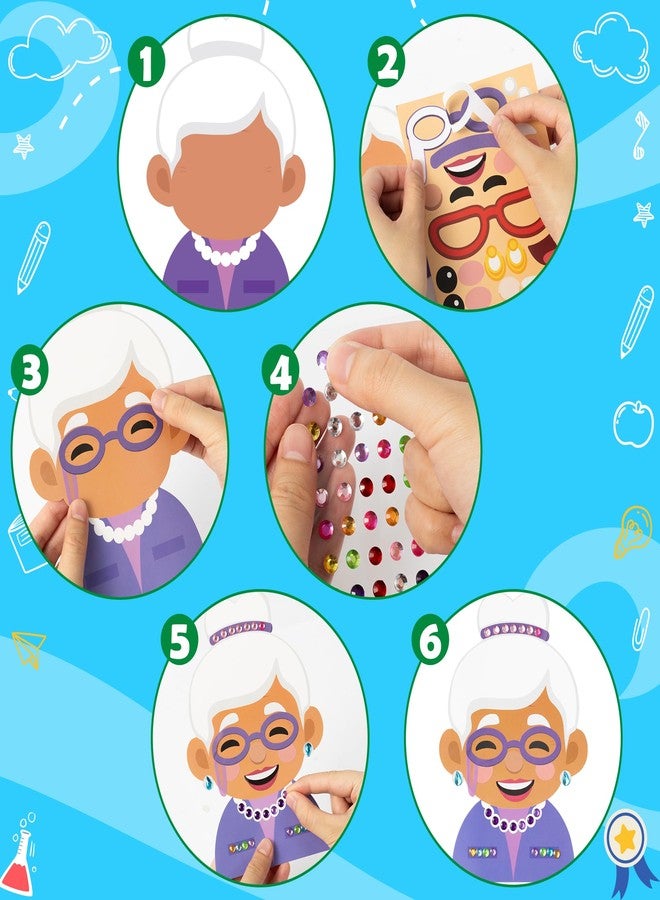 BeYumi 100 Days Grandparents Carft - 28Pcs 100th Day of School Grandparents DIY Craft Kit for Kids Make Your Own Old Lady Grandpa Stickers Game School Classroom Art Activity Party Favor Decor Supplies - Image 3